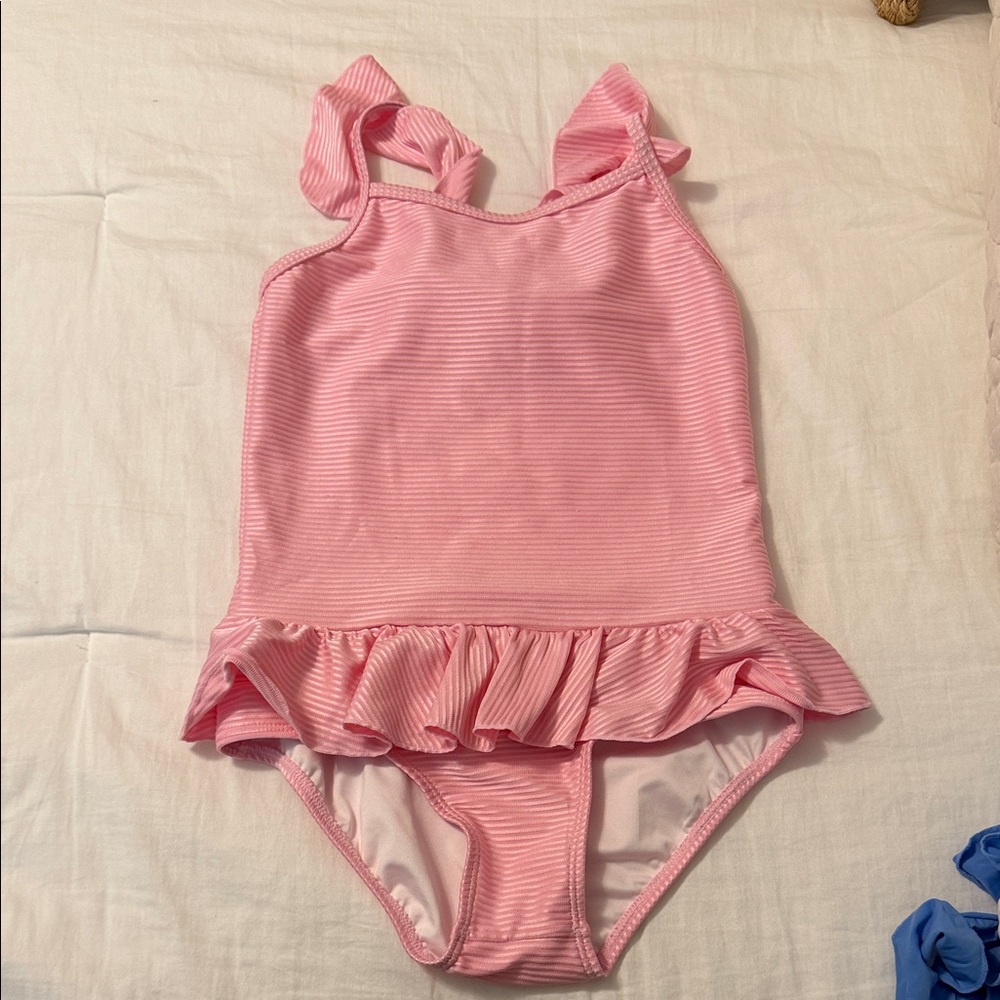 The Beaufort Bonnet Company Pink Ruffle Kids Swim One Piece